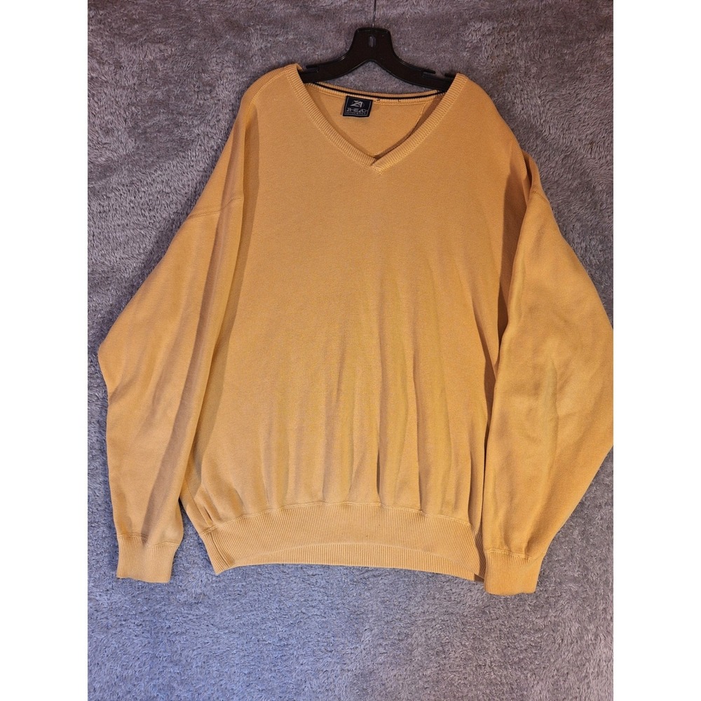 Ahead Authentics Mens V-Neck Sweater Yellow Relaxed Fit Knit 3XL 54" Chest SW35
